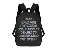 God Gave You The Vision - Christian Hustle Quote Mochila Escolar Impermeable Para Viajes, Mochila Para Ordenador Portátil, Ideal Para Acampar, Aventuras Al Aire Libre Y Viajes Diarios 17inch