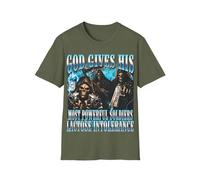 God Gives His Most Powerful Soldiers - playera con diseño de lactosa con diseño de esqueleto, diseño de meme, playera con estampado unisex, Verde(Military Green), M