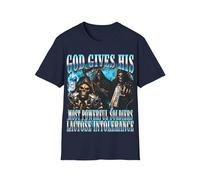 God Gives His Most Powerful Soldiers - playera con diseño de lactosa con diseño de esqueleto, diseño de meme, playera con estampado unisex, Azul marino, M