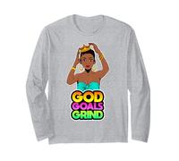 God Goals Grind Melanina Cristiano Diversión Negro Reina Chicas Manga Larga