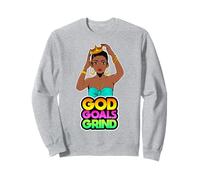 God Goals Grind Melanina Cristiano Diversión Negro Reina Chicas Sudadera