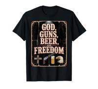 God Guns Beer Freedom USA Patriotic 4th July America Pride Camiseta