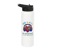 God Is A DJ My Heartbeat Is The Bassline Música cristiana Stainless Steel Insulated Water Bottle