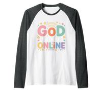God Is Always Online Mentalidad de la Iglesia Fe - Camiseta Manga Raglan