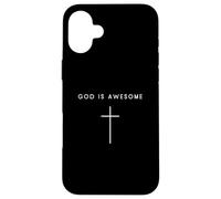 God Is Awesome Cross - Minimalista Cristiano Religioso Jesús Carcasa para iPhone 16 Plus