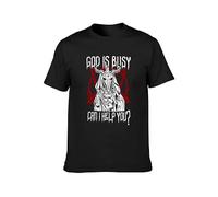 God Is Busy Can I Help You Camiseta Graphic Printed Tee Shirt Mens Black Shirt, Negro , S