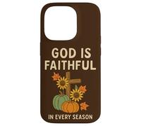 God Is Faithful Fall - Verso bíblico Cristiano Pumpkin Fall Carcasa para iPhone 14 Pro