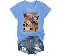 God is Faithful in Every Season - Camiseta con cuello en V, Azul (carolina blue), XXL