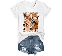God is Faithful in Every Season - Camiseta con cuello en V, blanco, S