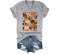 God is Faithful in Every Season - Camiseta con cuello en V, gris, M