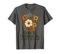 God Is Faithful In Every Season Versículo bíblico Floral Cristiano Camiseta