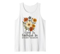 God Is Faithful In Every Season Versículo bíblico Floral Cristiano Camiseta sin Mangas