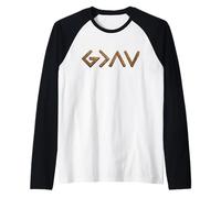 God is Faithful More Than Highs and Lows Wooden Version Camiseta Manga Raglan