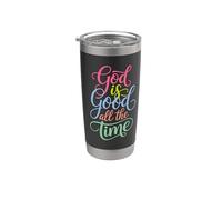 God Is Good All The Time Christian Cute Bible Versículo Vaso térmico de acero inoxidable de doble pared