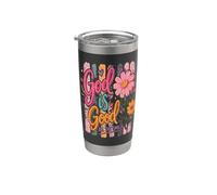 God Is Good All The Time - Verso bíblico cristiano lindo floral Vaso térmico de acero inoxidable de doble pared