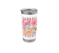 God Is Good All The Time - Verso bíblico cristiano lindo floral Vaso térmico de acero inoxidable de doble pared