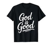 God Is Good Camiseta gráfica económica, Hombre, Negro, L