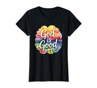 God Is Good Camiseta gráfica económica, Mujer, Negro, XS