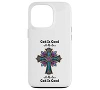 God Is Good Cross Design, Arte Cristiano Inspirador Carcasa para iPhone 13 Pro