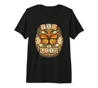 God Is Good Monarca Mariposa Cruz Cristiana Vintage Boho Camiseta Premium