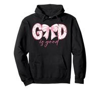 God Is Good Pink Coquette Bow Versículo de la Biblia Sudadera con Capucha