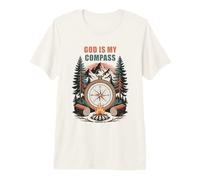 God is My Compass - Proverbs 3:6 Christian Faith Camping Camiseta Premium