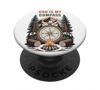 God is My Compass - Proverbs 3:6 Christian Faith Camping PopSockets PopGrip Adhesivo