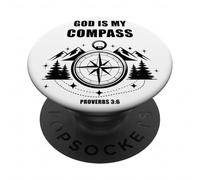 God is My Compass - Proverbs 3:6 Christian Faith Camping PopSockets PopGrip Adhesivo