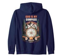 God is My Compass - Proverbs 3:6 Christian Faith Camping Sudadera con Capucha