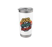 God Is My Refuge And My Fortress Vaso térmico de acero inoxidable de doble pared