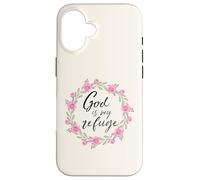 God is My Refuge Psalm 91 Bible Verse Floral Carcasa para iPhone 16