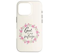 God is My Refuge Psalm 91 Bible Verse Floral Carcasa para iPhone 16 Pro