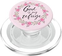 God is My Refuge Psalm 91 Bible Verse Floral PopSockets PopGrip para MagSafe