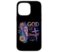 God Is My Strength Salmo 28:7 Camiseta de león Carcasa para iPhone 14 Pro MAX