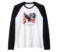 God is Not Finished Yet - Vintage Watercolor Eagle 1776 Camiseta Manga Raglan