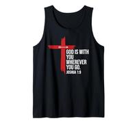 God is with You Wherever You Go Christian Cross Joshua 1:9 Camiseta sin Mangas