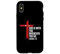 God is with You Wherever You Go Christian Cross Joshua 1:9 Carcasa para iPhone X/XS