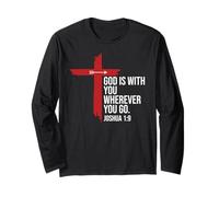 God is with You Wherever You Go Christian Cross Joshua 1:9 Manga Larga
