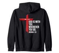 God is with You Wherever You Go Christian Cross Joshua 1:9 Sudadera con Capucha
