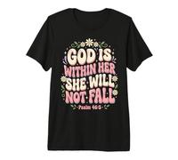 God Is Within Her Salmo 46:5 Versículo de la Biblia de fe Cristiana Camiseta Premium