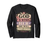 God Is Within Her Salmo 46:5 Versículo de la Biblia de fe Cristiana Manga Larga