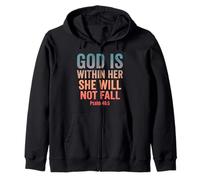God Is Within Her Salmo 46:5 Versículo de la Biblia de fe Cristiana Sudadera con Capucha