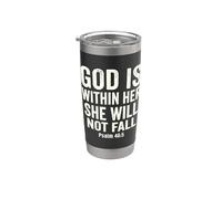 God Is Within Her Salmo 46:5 Versículo de la Biblia de fe cristiana Vaso térmico de acero inoxidable de doble pared