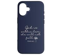 God is Within Her She Will Not Fall 46 5 Bible Verse Blue Carcasa para iPhone 16