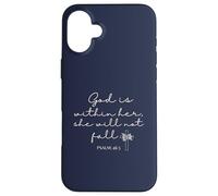 God is Within Her She Will Not Fall 46 5 Bible Verse Blue Carcasa para iPhone 16 Plus
