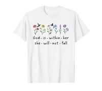 God is Within Her She Will Not Fall Christian Butterfly 46:5 Camiseta