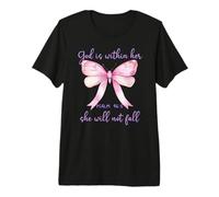 God is Within Her She Will Not Fall Christian Butterfly 46:5 Camiseta Premium