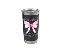 God is Within Her She Will Not Fall Christian Butterfly 46:5 Vaso térmico de acero inoxidable de doble pared