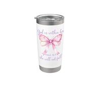 God is Within Her She Will Not Fall Christian Butterfly 46:5 Vaso térmico de acero inoxidable de doble pared