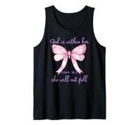 God is Within Her She Will Not Fall Pink Bow Girl Psalm 46:5 Camiseta sin Mangas